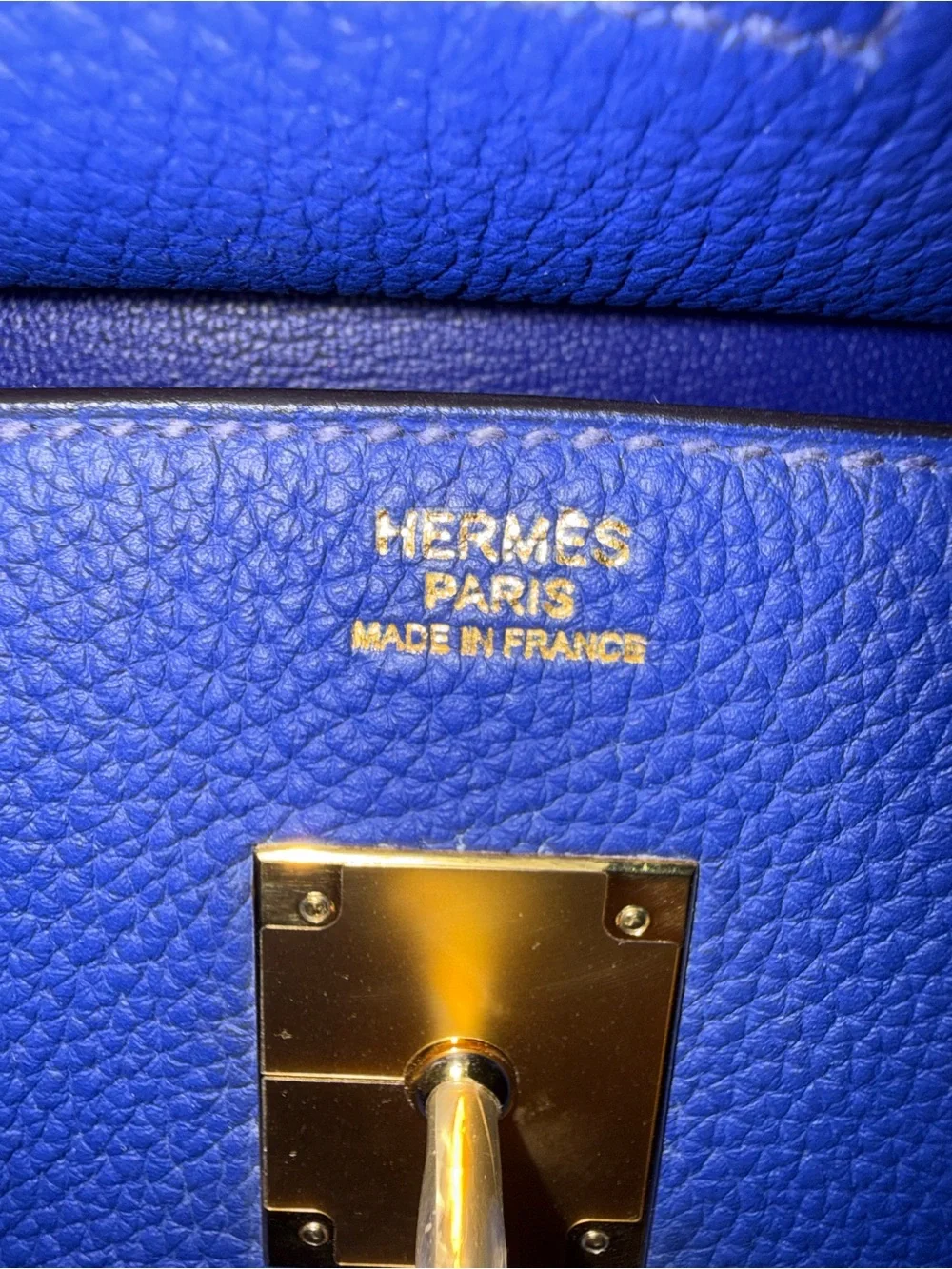 Hermes Birkin 30 Electrique Bleu Togo Leather Top-Handle Satchel w/Gold Hardward